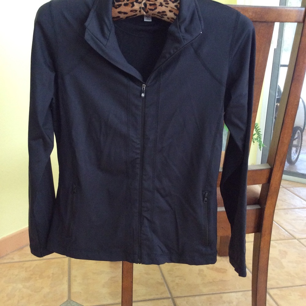 FJ Footjoy Full Zip Black Jacket Golf Athletic S